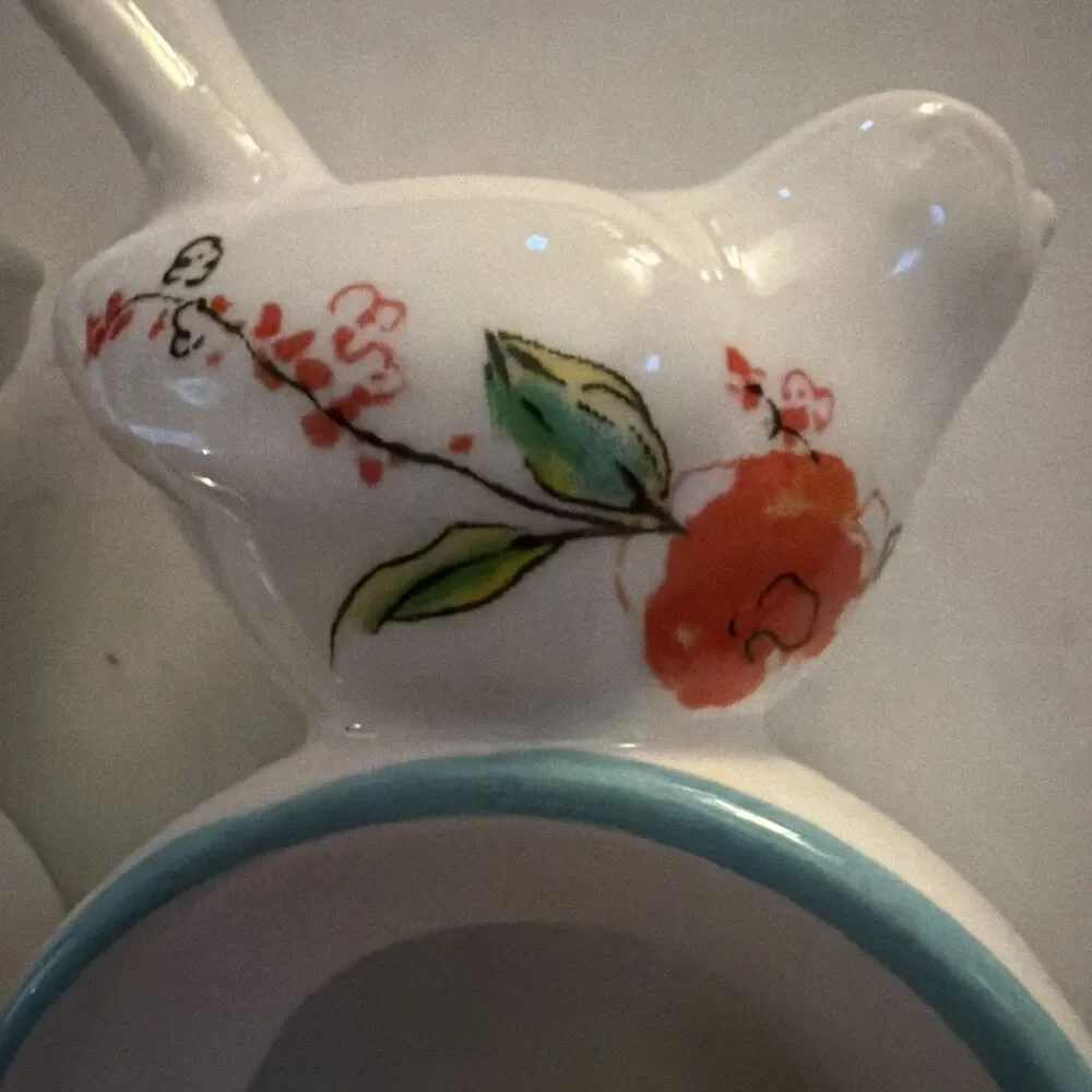 Lot of 3 Porcelain Napkin Ring White Bird Floral